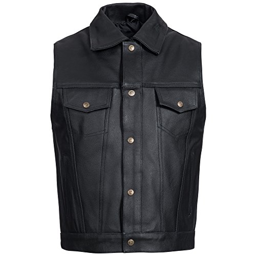 Gaudi-Leathers Chaleco de Cuero para Hombre Moto o Motocicleta Biker Moto S