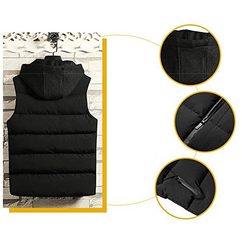 GCC Chaleco Caliente Sin Mangas De Invierno para Hombre Moda Tapa Extraíble Corte Ajustado Algodón Abajo Chaleco Chaqueta,Cremallera Completa H-M