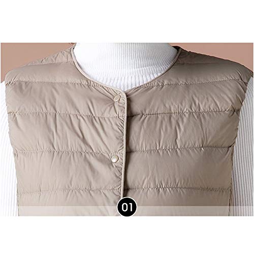 GCC Chaleco de Mujer Portátil Ligero Plegable Color Sólido de Ultra-Light Pluma Sin Mangas Chaquetas de Plumón,De un Solo Pecho H-M