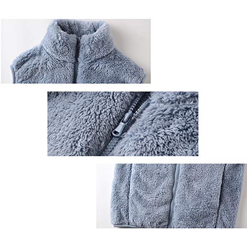 GCC Chaleco Espesar Felpa para Mujer,Cuello De Pie Doble Cara Mantener Caliente Salvaje Chaleco Sin Mangas con Cremallera H-M