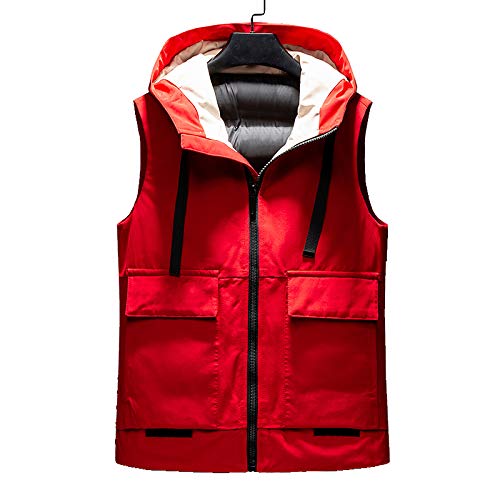 GCC Vest Caliente Deportivo Casual para Hombre OtoñO E Invierno Mangas Chaleco con Capucha,Cremallera Completa H-M