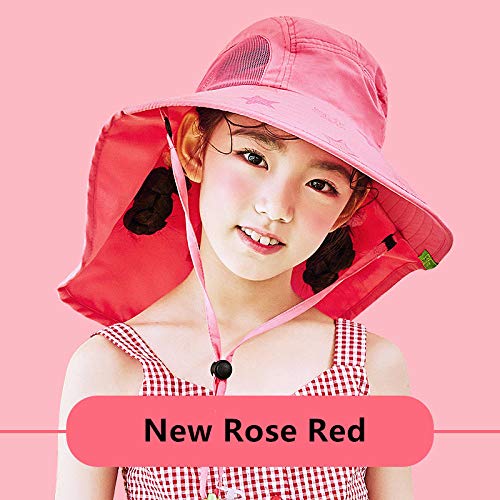 Geekcook Unisex Gorra de,Baby Boys Girls Sun Protection Swim Hat Niños Protector Solar Sombrero Outdoor Cap Unisex Leisure Summer Cap para niños-Nueva Rosa roja_10 Meses a 3 años