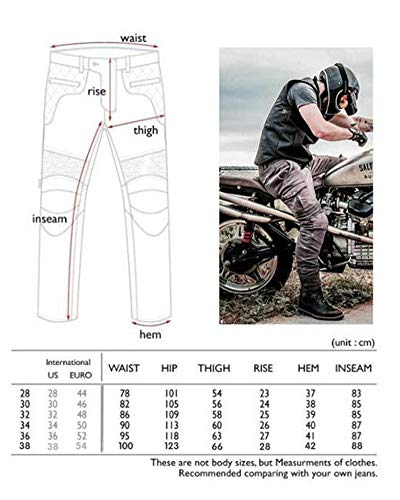 GELing Diseñador Hombres Motocicleta Armadura Textil Pantalones，Negro,L