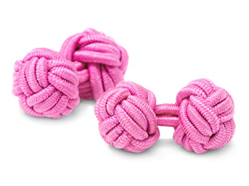 Gemelos Camisa De Hombre y Mujer - Nudo De Tela Seda - 1 Par Botones Elasticos Originales Baratos Para Puño Doble Frances Traje En Rosado