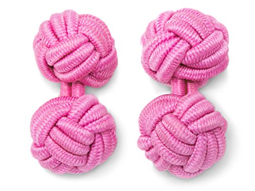 Gemelos Camisa De Hombre y Mujer - Nudo De Tela Seda - 1 Par Botones Elasticos Originales Baratos Para Puño Doble Frances Traje En Rosado