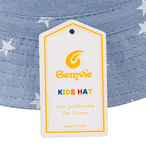 GEMVIE Niños Sombrero Pescador de Bebé Sol Protección Algódon Unisexo Gorro Ajustable Plegable Estapado Estrella Verano UV Hat Niña (Azul Claro, 1-2años)