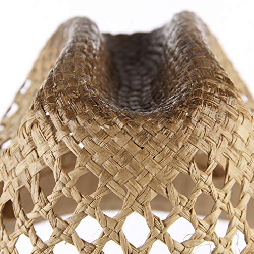 GEMVIE-Sombrero de Paja Vaquero para Verano Decoración de Conchas para Cowboy con ala Ancha Anti-UV para Mujer Vintage