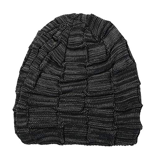 Generi Caliente Gorro de Invierno Gorro Punto Tipo Beanie Invierno Mujer Hombre Slouchy Beanie Gorro Caliente Forro Polar Interior （Negro）