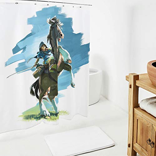 Generic Branded Zelda - Cortina de ducha con ganchos para caballos y bañeras