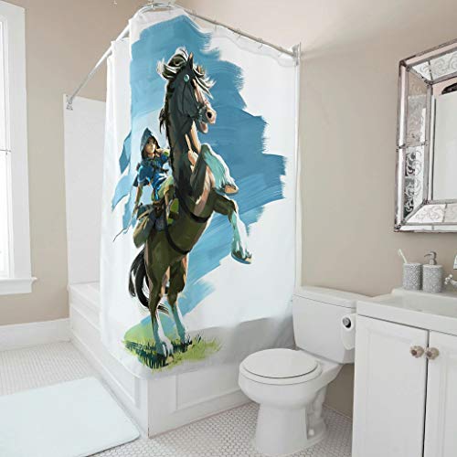 Generic Branded Zelda - Cortina de ducha con ganchos para caballos y bañeras