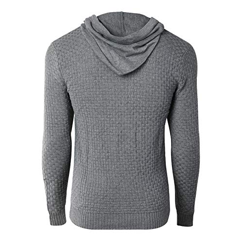 Genfien Sudadera con Capucha para Hombre Jersey con Capucha de Forro Deportiva Cuadros Jacquard de Punto Camisa de Entrenamiento Hoodie Casual Otoño Invierno