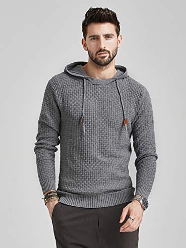 Genfien Sudadera con Capucha para Hombre Jersey con Capucha de Forro Deportiva Cuadros Jacquard de Punto Camisa de Entrenamiento Hoodie Casual Otoño Invierno