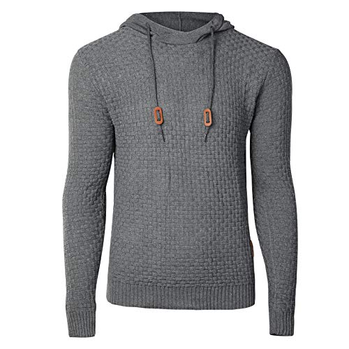 Genfien Sudadera con Capucha para Hombre Jersey con Capucha de Forro Deportiva Cuadros Jacquard de Punto Camisa de Entrenamiento Hoodie Casual Otoño Invierno