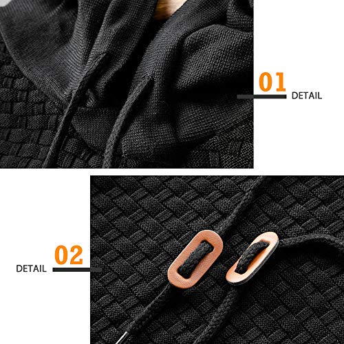 Genfien Sudadera con Capucha para Hombre Jersey con Capucha de Forro Deportiva Cuadros Jacquard de Punto Camisa de Entrenamiento Hoodie Casual Otoño Invierno