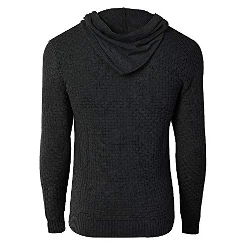 Genfien Sudadera con Capucha para Hombre Jersey con Capucha de Forro Deportiva Cuadros Jacquard de Punto Camisa de Entrenamiento Hoodie Casual Otoño Invierno