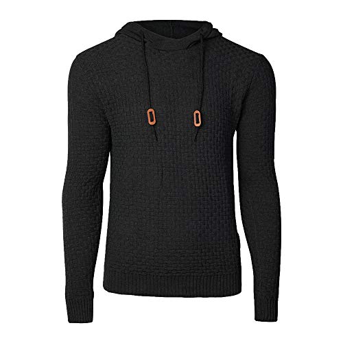 Genfien Sudadera con Capucha para Hombre Jersey con Capucha de Forro Deportiva Cuadros Jacquard de Punto Camisa de Entrenamiento Hoodie Casual Otoño Invierno