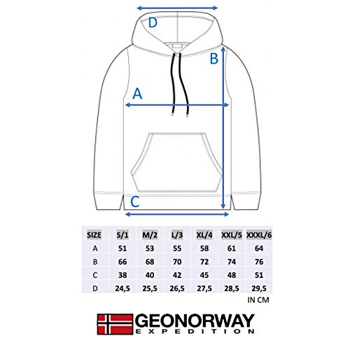GEO NORWAY GOUKY Men - Sudadera Capucha para Hombre Bolsillo Canguro - Sudaderas Hoodie Logo Hombre - Sudadera De Manga Larga Hood con Capucha Hoody- Sudadera Deportiva Sweat Casual