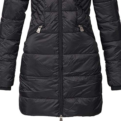 Geographical Norway ABEILLE - Parka grande para mujeres - Abrigo de invierno abrigado - Manga larga y cuello de piel sintética - Chaqueta para mujeres de tela resistente (NEGRO XXL)