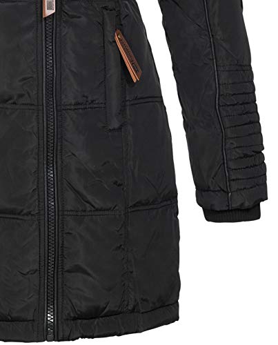 Geographical Norway BEAUTIFUL LADY - Parka cálida mujer - Abrigo grueso con capucha de piel falsa - Chaqueta de invierno - Chaqueta larga con forro cálido - Regalo para mujer Moda casual (Negro S)