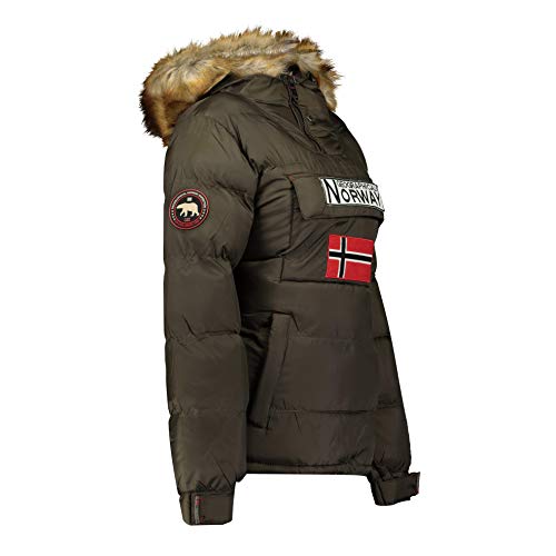 Geographical Norway BELANCOLIE Lady - Parka de Mujer cálida - Abrigo Capucha de Piel sintética - Chaqueta Invierno Acolchada - Chaqueta Corta Forro cálido - Regalo de Mujer (Caqui M) Talla 2