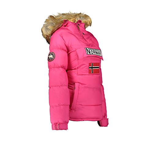 Geographical Norway BELANCOLIE Lady - Parka de Mujer cálida - Abrigo Capucha de Piel sintética - Chaqueta Invierno Acolchada - Chaqueta Corta Forro cálido - Regalo de Mujer (Rosa L) Talla 3
