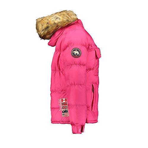 Geographical Norway BELANCOLIE Lady - Parka de Mujer cálida - Abrigo Capucha de Piel sintética - Chaqueta Invierno Acolchada - Chaqueta Corta Forro cálido - Regalo de Mujer (Rosa L) Talla 3