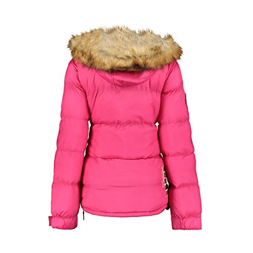 Geographical Norway BELANCOLIE Lady - Parka de Mujer cálida - Abrigo Capucha de Piel sintética - Chaqueta Invierno Acolchada - Chaqueta Corta Forro cálido - Regalo de Mujer (Rosa L) Talla 3