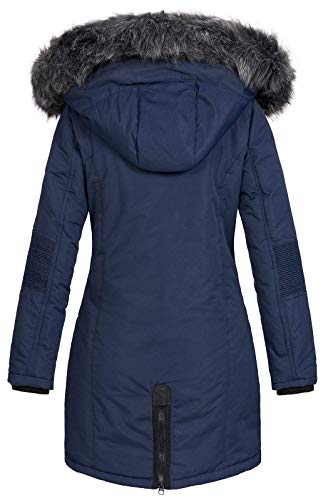 Geographical Norway - Chaqueta Coracle/Coraly de invierno para mujer con capucha de pelo, XL Navy II. L