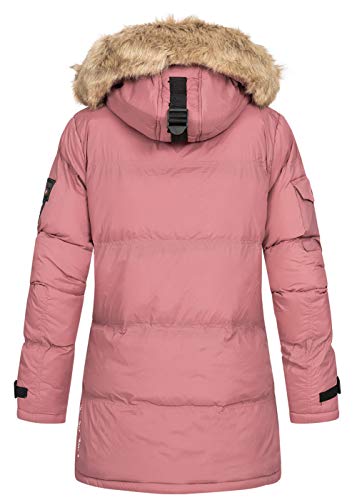 Geographical Norway - Chaqueta de invierno acolchada para mujer, para exterior, transpirable, resistente al viento, impermeable, con capucha desmontable rosa L