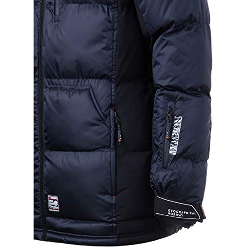 Geographical Norway DANONE MEN - Chaqueta De Hombre Cálida E Impermeable - Abrigo Grueso Capucha Aire Libre - Chaquetas Invierno Forro Exterior - Abrigos Ideal Hombres Casual (MARINA XL)