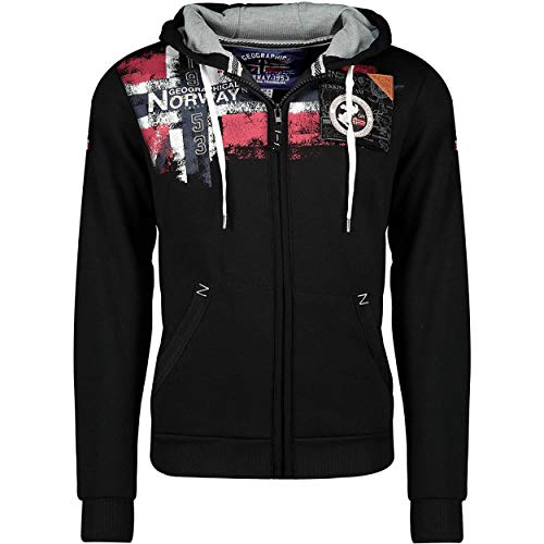 Geographical Norway FESPOTE Men - Sudadera Bolsillo Canguro Hombre - Sudadera Logotipo Hombre - Hoodie Manga Larga Capucha Hood - Sudadera Invierno Capucha Cremallera Sweat (Negro S)
