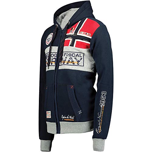 Geographical Norway Flyer Men - Sudadera con Capucha Y Bolsillo Canguro Hombre - Sudadera con Logo Estilo Hombres - Sudaderas Cómoda De Invierno - Hoodie Deportiva Moda Casual Azul Marino S