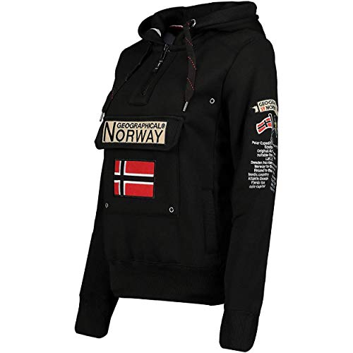 Geographical Norway GYMCLASS LADY - Sudadera Mujer Bolsillos Kangaroo - Sudadera Caliente Mujer - Suéter Abrigos Manga Larga - Hoodie Tops Casual Abrigo Estilo NEGRO M - TALLA 2