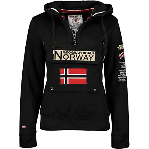 Geographical Norway GYMCLASS LADY - Sudadera Mujer Bolsillos Kangaroo - Sudadera Caliente Mujer - Suéter Abrigos Manga Larga - Hoodie Tops Casual Abrigo Estilo NEGRO M - TALLA 2