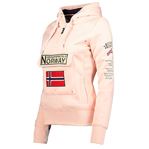 Geographical Norway GYMCLASS LADY - Sudadera Mujer Bolsillos Kangaroo - Sudadera Caliente Mujer - Suéter Abrigos Manga Larga - Hoodie Tops Casual Abrigo Estilo ROSA PÁLIDO M - TALLA 2