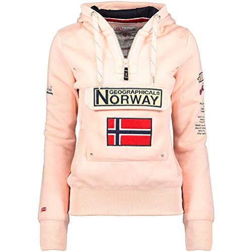 Geographical Norway GYMCLASS LADY - Sudadera Mujer Bolsillos Kangaroo - Sudadera Caliente Mujer - Suéter Abrigos Manga Larga - Hoodie Tops Casual Abrigo Estilo ROSA PÁLIDO M - TALLA 2
