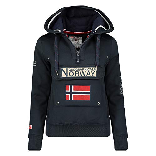 Geographical Norway GYMCLASS LADY - Sudadera Mujer Bolsillos Kangaroo - Sudadera Caliente Mujer - Suéter Abrigos Manga Larga - Hoodie Tops Casual Abrigo Estilo AZUL MARINO S - TALLA 1