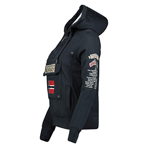 Geographical Norway GYMCLASS LADY - Sudadera Mujer Bolsillos Kangaroo - Sudadera Caliente Mujer - Suéter Abrigos Manga Larga - Hoodie Tops Casual Abrigo Estilo AZUL MARINO M - TALLA 2