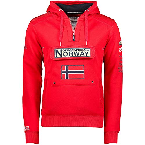 Geographical Norway GYMCLASS Men - Sudadera Capucha Bolsillos Hombre - Chaqueta Casual Hombres Abrigo - Camisetas Camisa Manga Larga - Hoodie Deportiva Regular Fitness Jacket Tops (Rojo M)