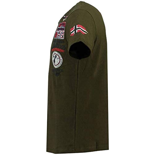 Geographical Norway JOLYMPIA - Camiseta Algodón para Hombre - Camiseta Modelo Hombre con Logo - Shirt Regular Manga Corta - Camisetas Cuello Clasica Casual - Regalo Original para Hombre (Caqui M)