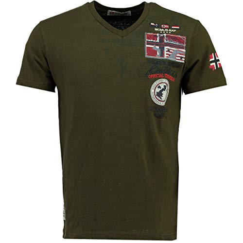Geographical Norway JOLYMPIA - Camiseta Algodón para Hombre - Camiseta Modelo Hombre con Logo - Shirt Regular Manga Corta - Camisetas Cuello Clasica Casual - Regalo Original para Hombre (Caqui M)