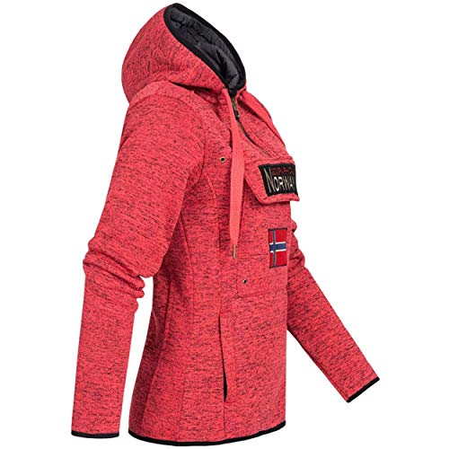 Geographical Norway UPCLASSICA Lady - Sudadera Capucha Bolsillos De Forro Polar Kangaroo - Sudadera De Manga Larga Y Cálida - Sudadera con Capucha Tops Sport (Coral M)