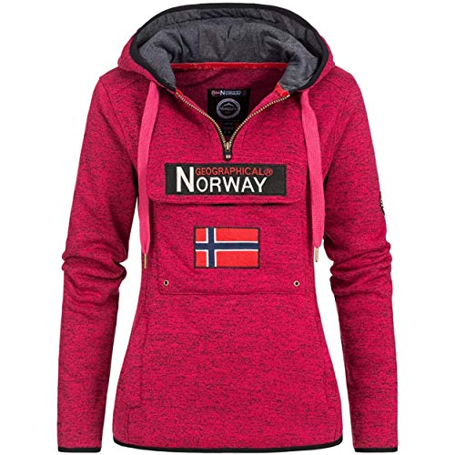 Geographical Norway UPCLASSICA Lady - Sudadera Capucha Bolsillos De Forro Polar Kangaroo - Sudadera De Manga Larga Y Cálida - Sudadera con Capucha Tops Sport (Rosa Flash S)