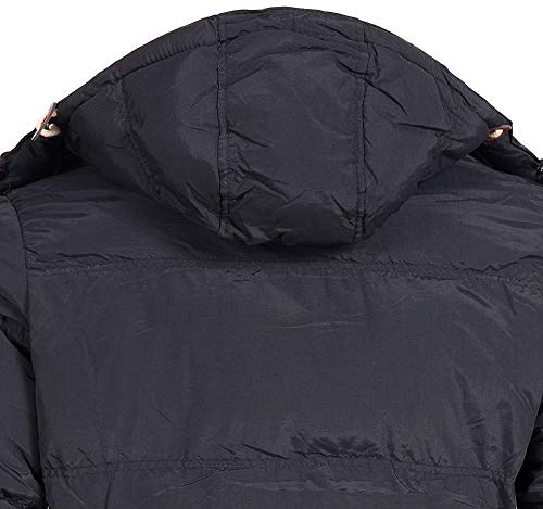 Geographical Norway VERVEINE MEN - Chaqueta De Plumón Capucha Hombre - Abrigo De Manga Larga - Chaqueta De Invierno Hombres - Parka Para Actividades Al Aire Libre Calido (Negro L)