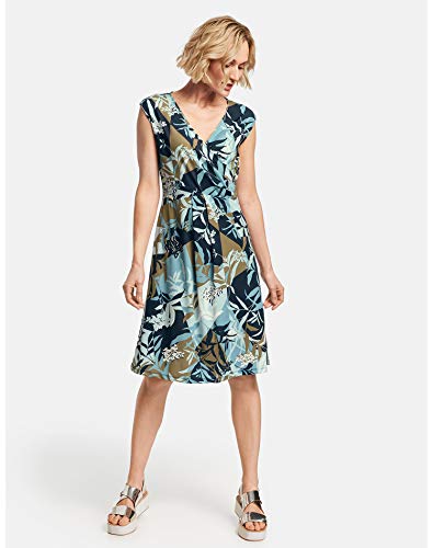 Gerry Weber 380910 Vestido, Impresión Azul Marino Aqua Offwhite, 48 para Mujer