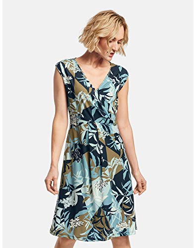 Gerry Weber 380910 Vestido, Impresión Azul Marino Aqua Offwhite, 48 para Mujer