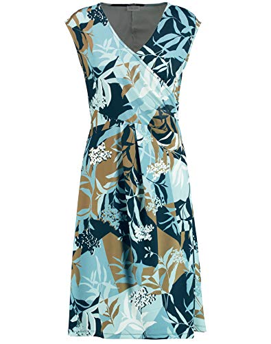 Gerry Weber 380910 Vestido, Impresión Azul Marino Aqua Offwhite, 48 para Mujer