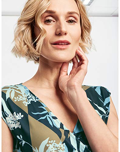 Gerry Weber 380910 Vestido, Impresión Azul Marino Aqua Offwhite, 48 para Mujer