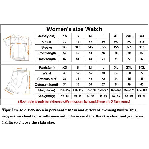 GET Conjunto de Maillot de Ciclismo para Mujer, Trajes de Ciclismo de Secado RáPido para Bicicleta de Verano Top de Ciclismo MTB Transpirable + Babero Acolchado 9D (Color : B, Talla : S)