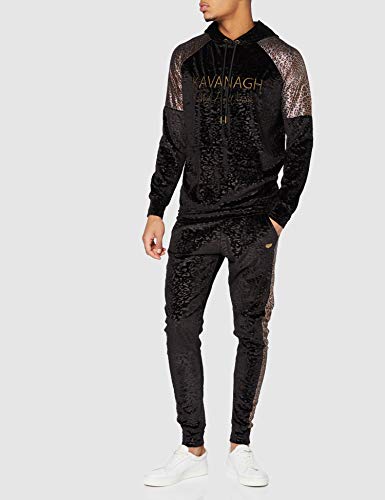 Gianni Kavanagh Black Savage Velvet Hoodie Sudadera con Capucha, Negro, Large Hombre